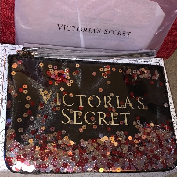 VICTORIAS SECRET Rare Floating Sequin Patent Bag - Picture 2 of 6